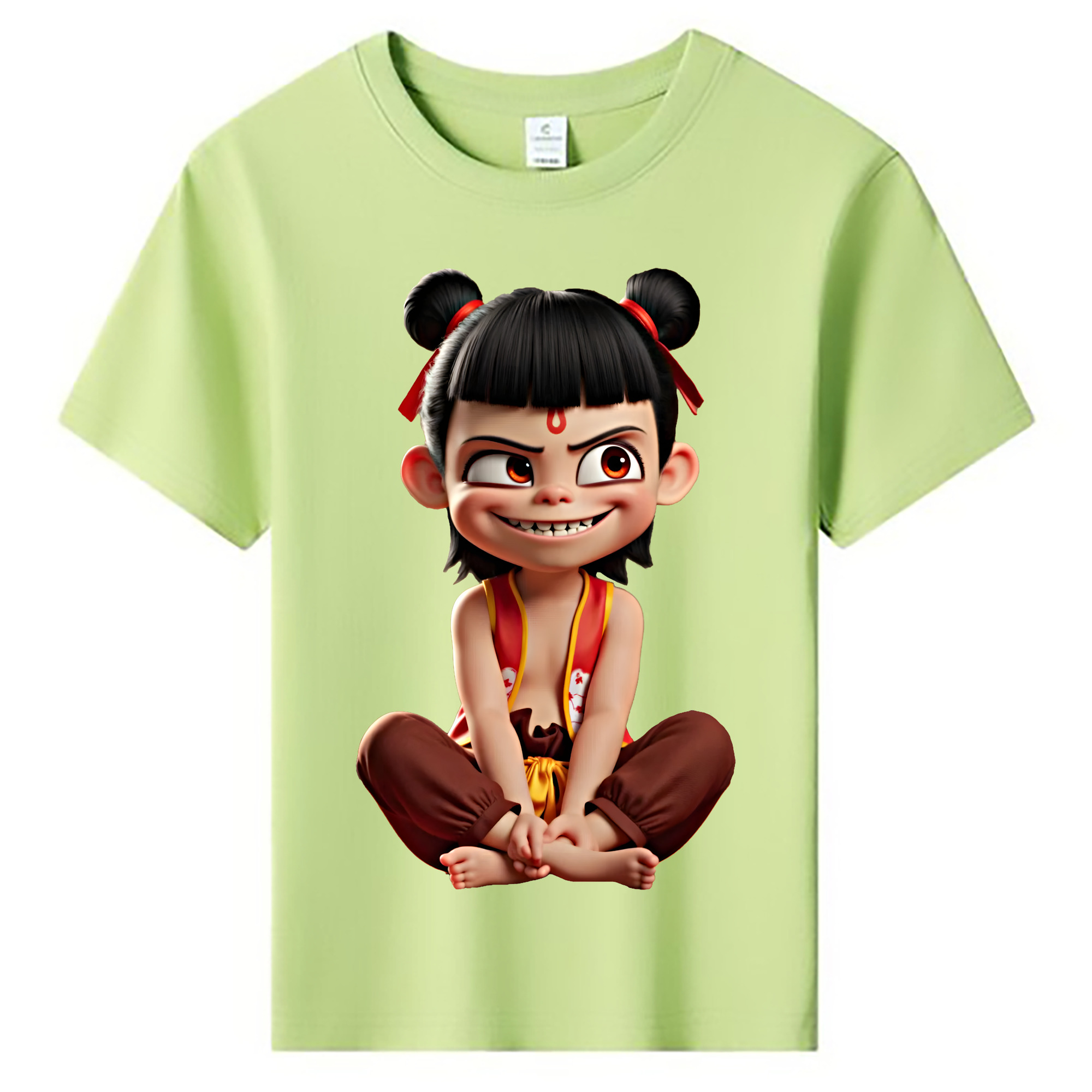 （画像用） Ne Zha 2 ナタ 魔童の大暴れ 綿100％キッズTシャツ（フロントプリント）